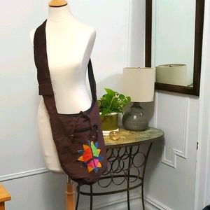 Handmade Cotton Floral Embroidered Zippered Should